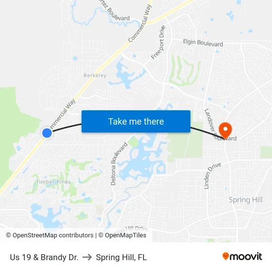 Us 19 & Brandy Dr. to Spring Hill, FL map