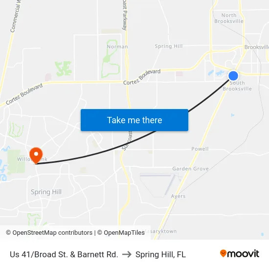 Us 41/Broad St. & Barnett Rd. to Spring Hill, FL map