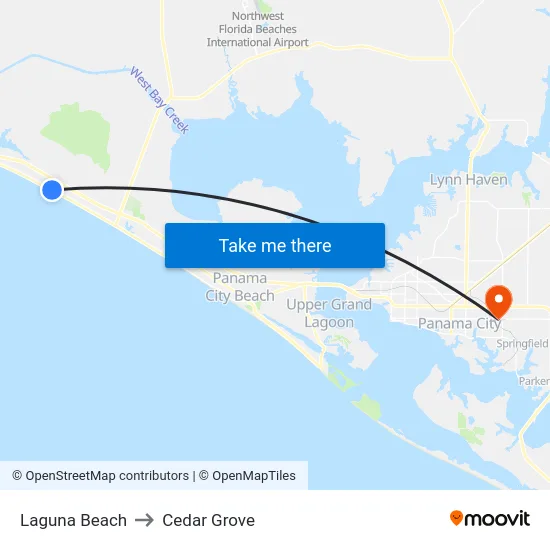 Laguna Beach to Cedar Grove map