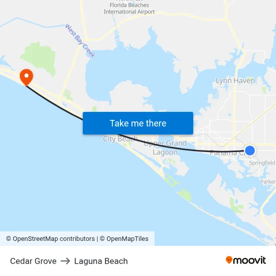 Cedar Grove to Laguna Beach map
