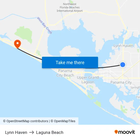 Lynn Haven to Laguna Beach map