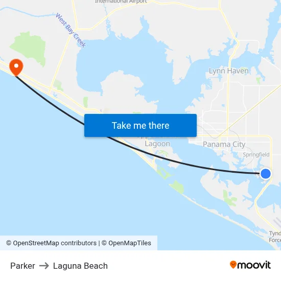 Parker to Laguna Beach map