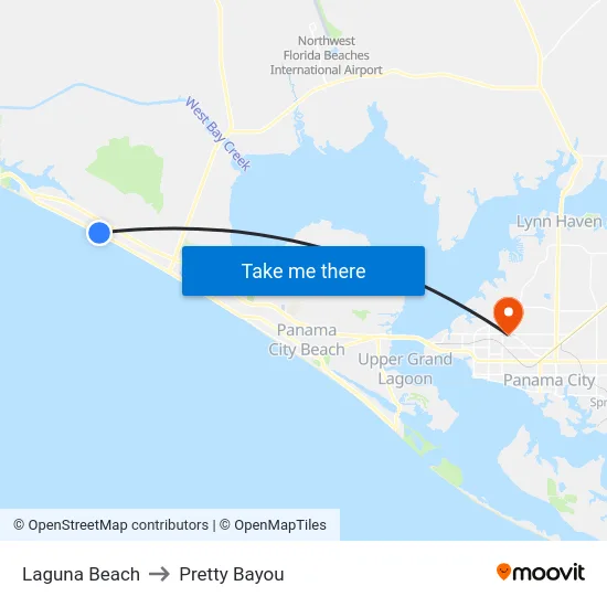 Laguna Beach to Pretty Bayou map