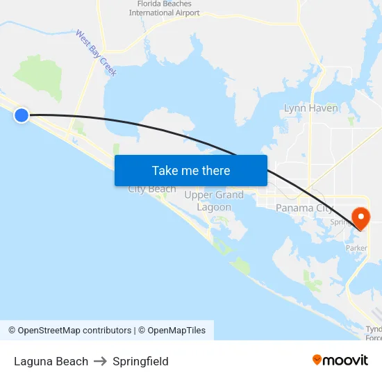 Laguna Beach to Springfield map