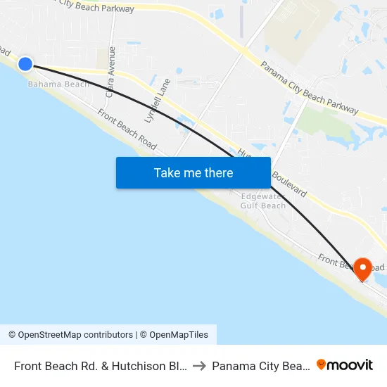 Front Beach Rd. & Hutchison Blvd. to Panama City Beach map