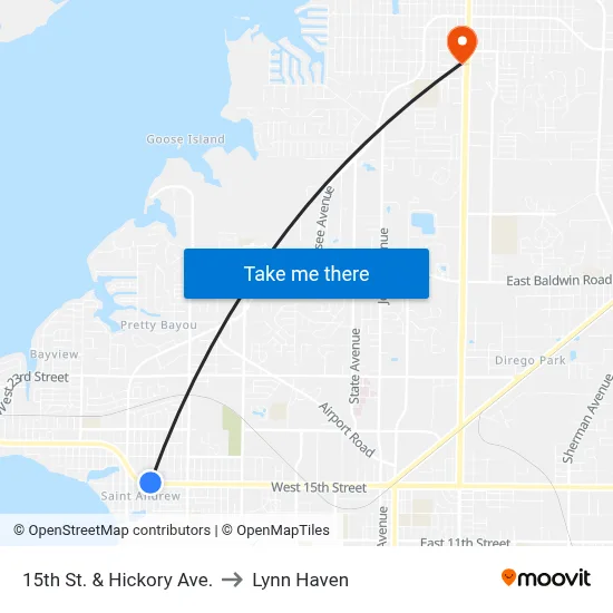 15th St. & Hickory Ave. to Lynn Haven map