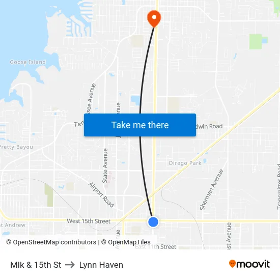Mlk & 15th St to Lynn Haven map