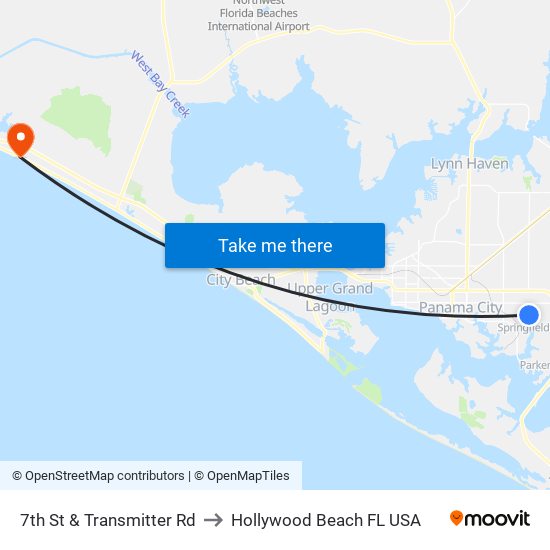 7th St & Transmitter Rd to Hollywood Beach FL USA map