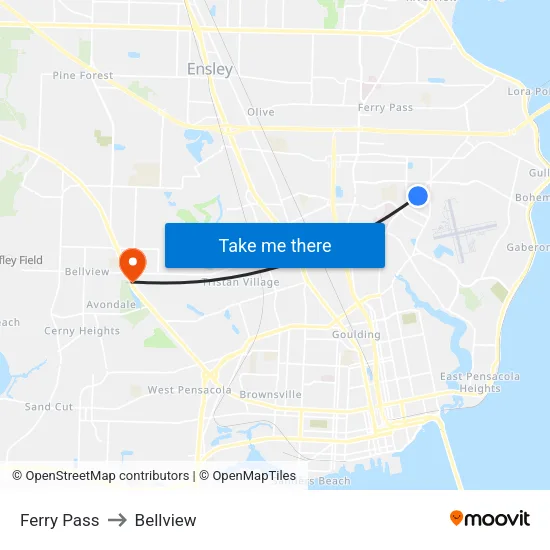 Ferry Pass to Bellview map