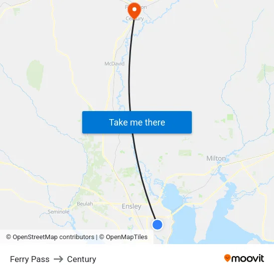 Ferry Pass to Century map