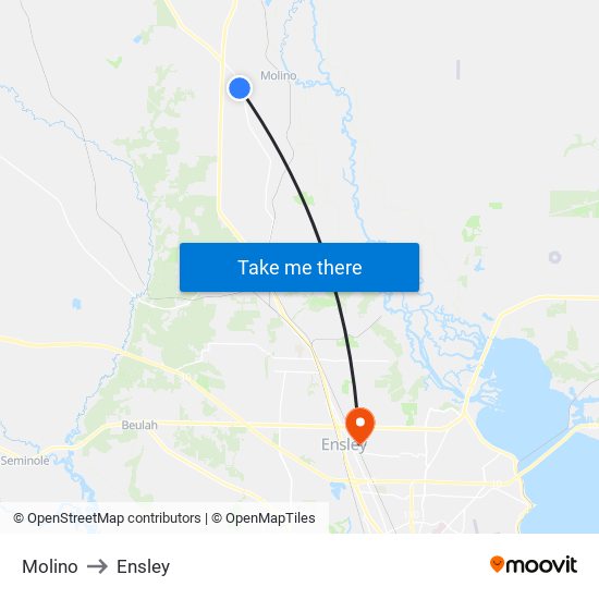 Molino to Ensley map
