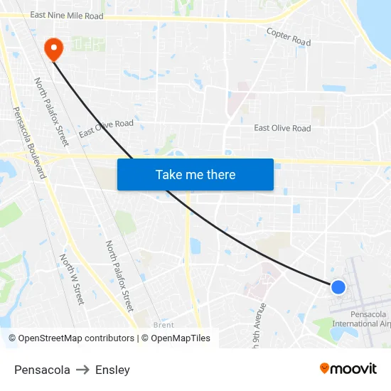 Pensacola to Ensley map