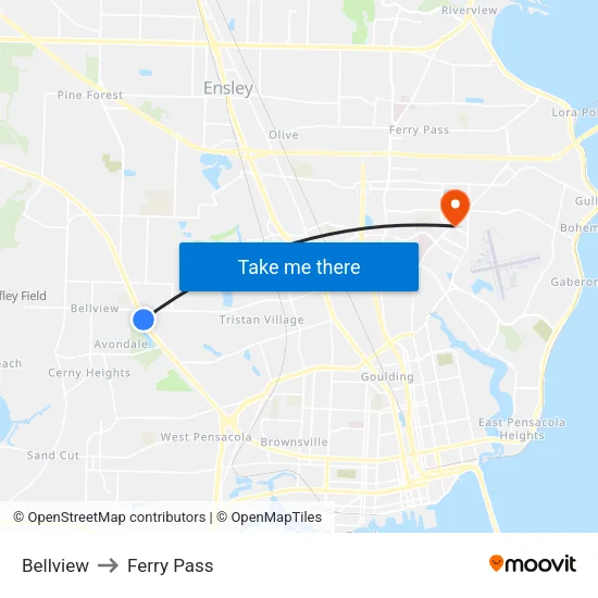 Bellview to Ferry Pass map