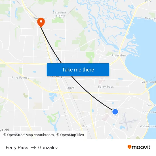 Ferry Pass to Gonzalez map