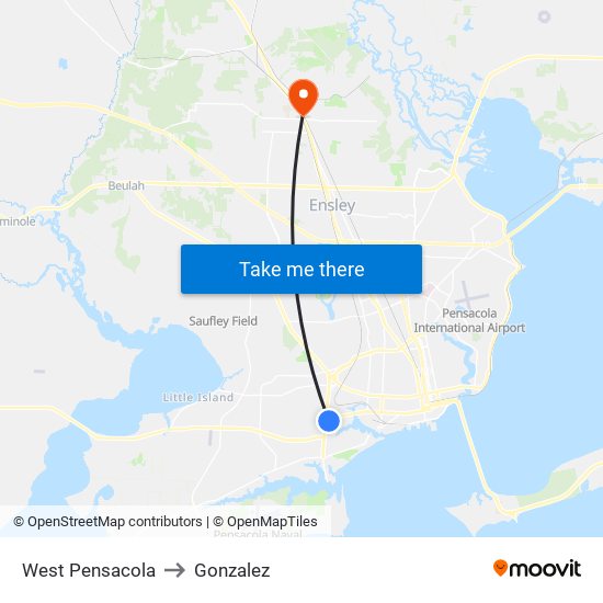 West Pensacola to Gonzalez map