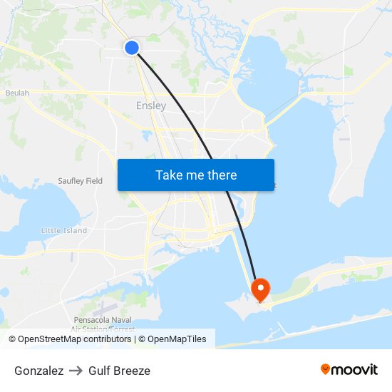 Gonzalez to Gulf Breeze map