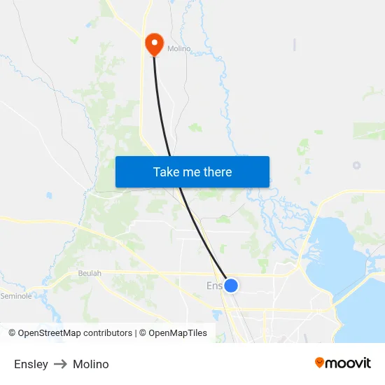 Ensley to Molino map