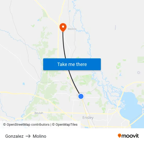 Gonzalez to Molino map