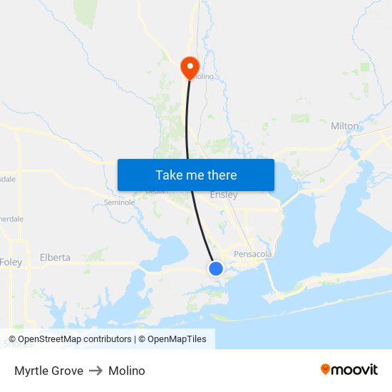 Myrtle Grove to Molino map