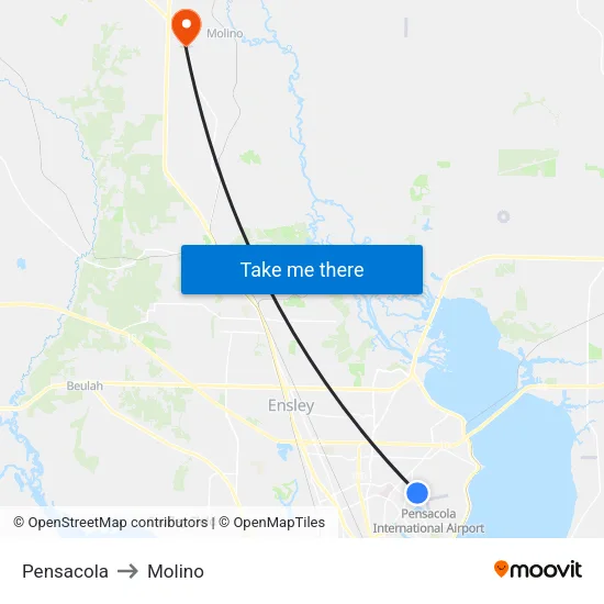 Pensacola to Molino map