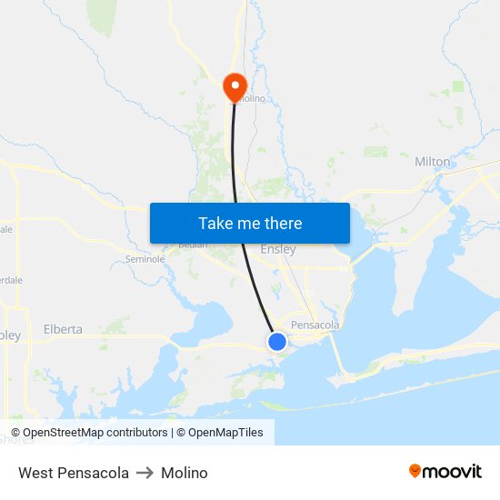 West Pensacola to Molino map