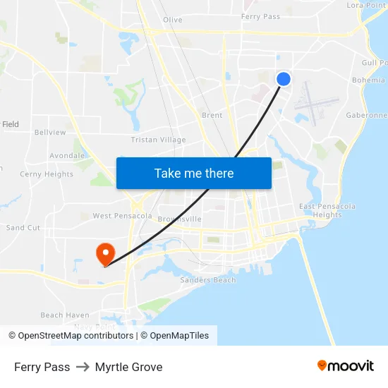 Ferry Pass to Myrtle Grove map