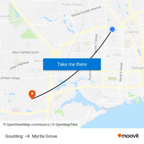 Goulding to Myrtle Grove map