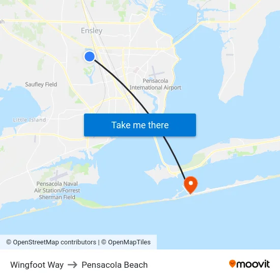 Wingfoot Way to Pensacola Beach map