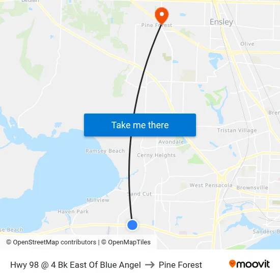 Hwy 98 @ 4 Bk East Of Blue Angel to Pine Forest map