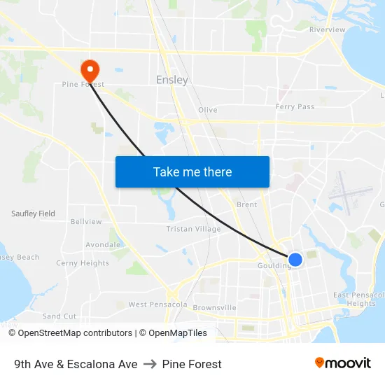 9th Ave & Escalona Ave to Pine Forest map