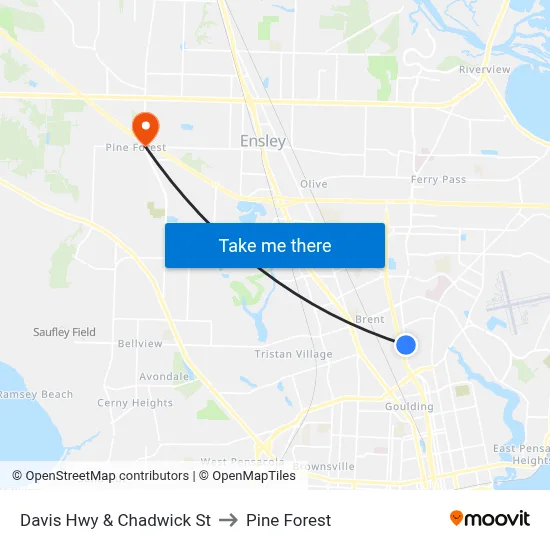 Davis Hwy & Chadwick St to Pine Forest map