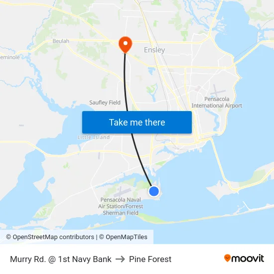 Murry Rd. @ 1st Navy Bank to Pine Forest map