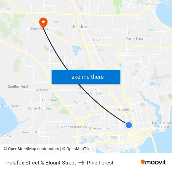 Palafox Street & Blount Street to Pine Forest map