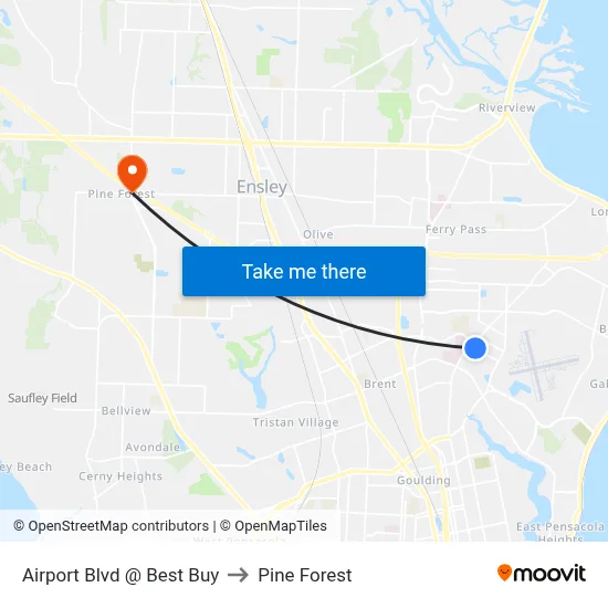 Airport Blvd @ Best Buy to Pine Forest map