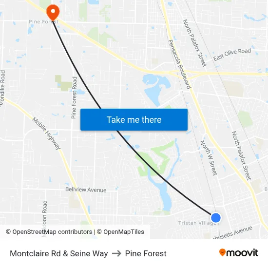 Montclaire Rd & Seine Way to Pine Forest map