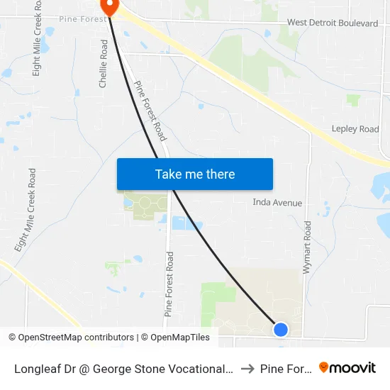 Longleaf Dr @ George Stone Vocational School to Pine Forest map