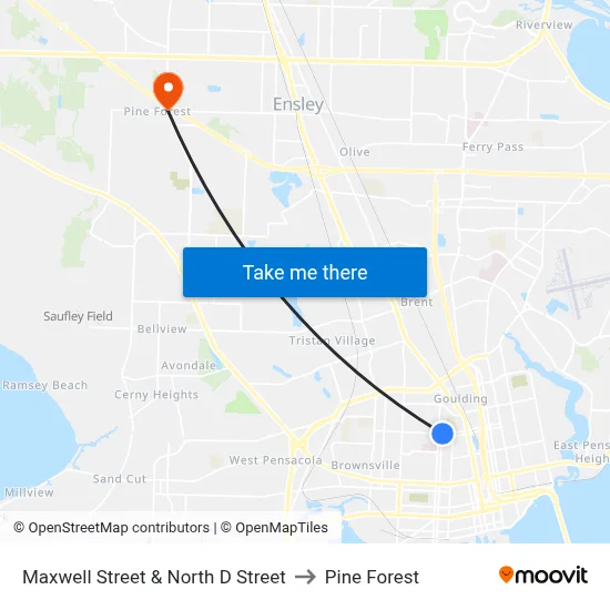 Maxwell Street & North D Street to Pine Forest map