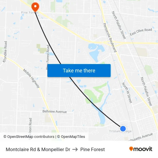 Montclaire Rd & Monpellier Dr to Pine Forest map