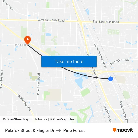 Palafox Street & Flagler Dr to Pine Forest map