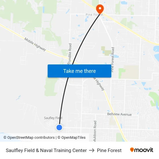 Saulfley Field & Naval Training Center to Pine Forest map