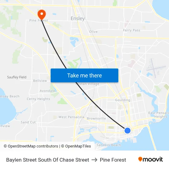 Baylen Street South Of Chase Street to Pine Forest map