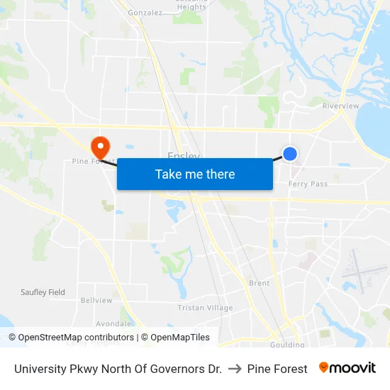 University Pkwy North Of Governors Dr. to Pine Forest map