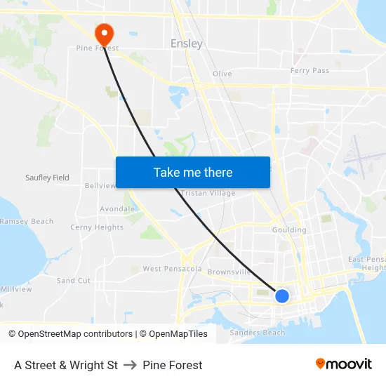 A Street & Wright St to Pine Forest map