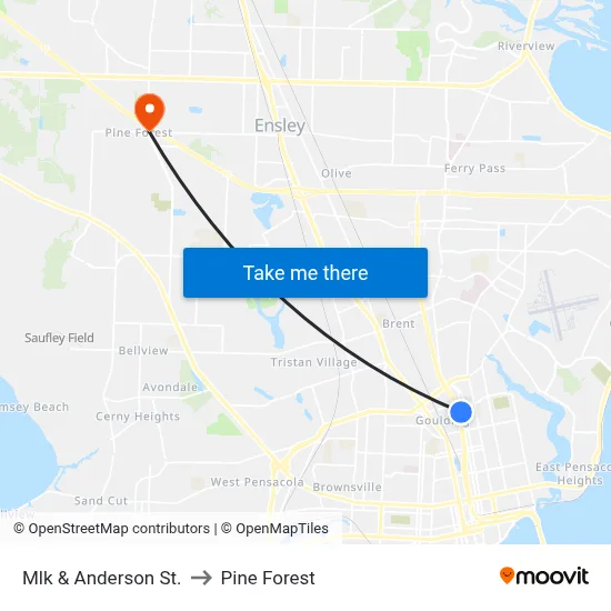 Mlk & Anderson St. to Pine Forest map