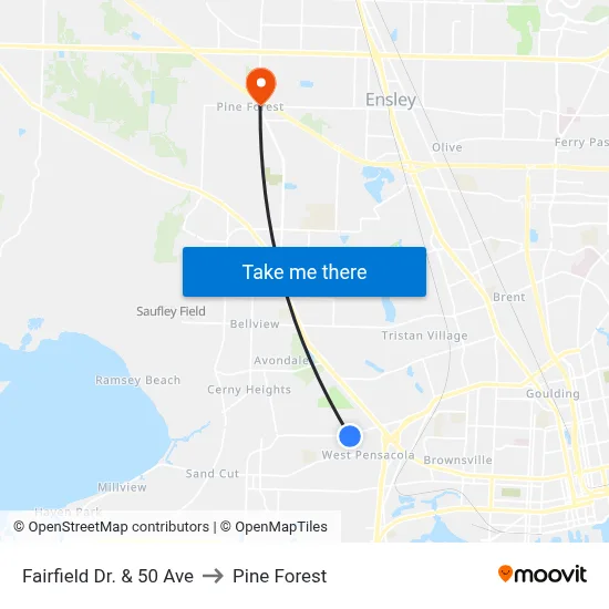 Fairfield Dr. & 50 Ave to Pine Forest map