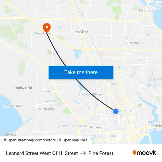 Leonard Street West Of H. Street to Pine Forest map