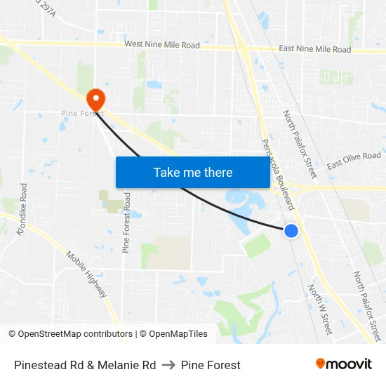 Pinestead Rd & Melanie Rd to Pine Forest map