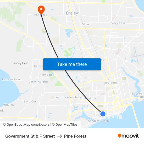 Government St & F Street to Pine Forest map