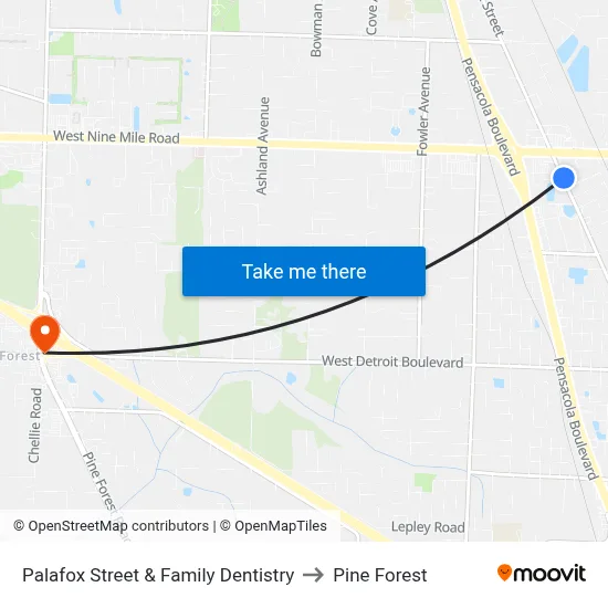 Palafox Street & Family Dentistry to Pine Forest map