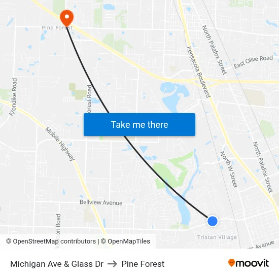 Michigan Ave & Glass Dr to Pine Forest map